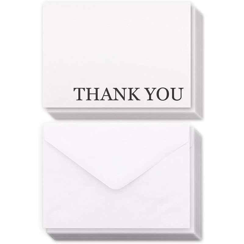 Sustainable Greetings 120 Pack Thank You Cards with Envelopes Bulk for Weddings, Bridal Showers, Graduations, Bridal, Blank Inside - Minimalist Black and White Design Thank You Card - Image 3